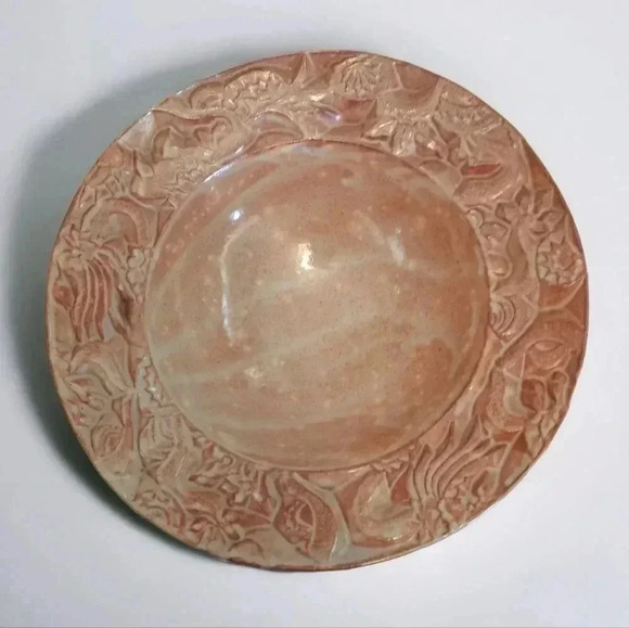 Vintage Late 1990s John Ransmeire Large Ceramic Pottery Bowl Art Signed - Picture 2 of 6